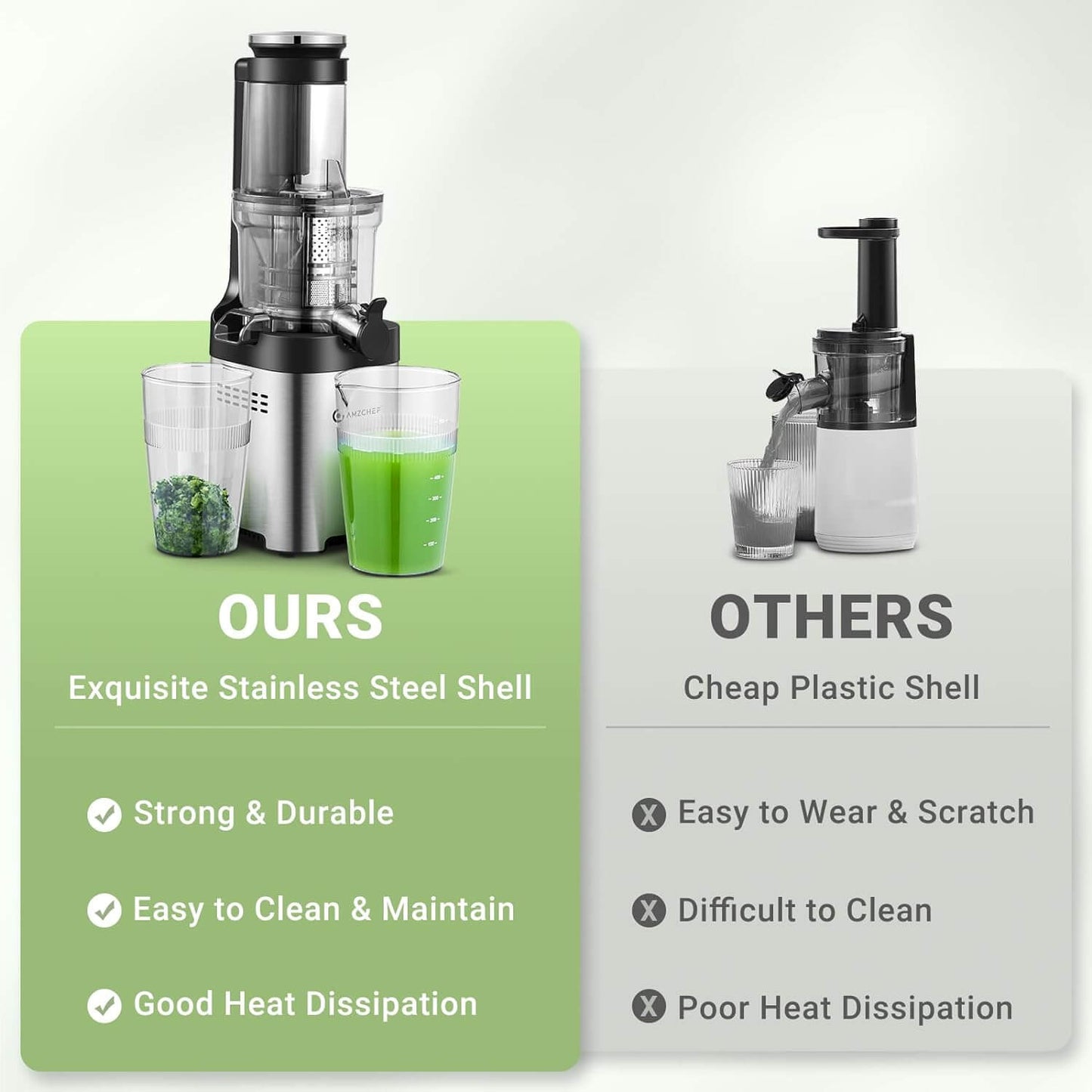 Amzchf Juicer Machine with Large Feed Chute for Whole Fruits